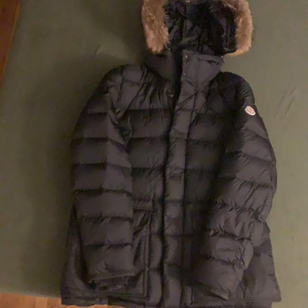 Moncler Cluny Coyote Fur-Trim Nylon Down Parka - Picture 3 of 6